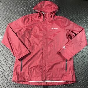 Columbia Jacket Mens Extra Large Red Omni-Tech Waterproof Hooded Rain Shell